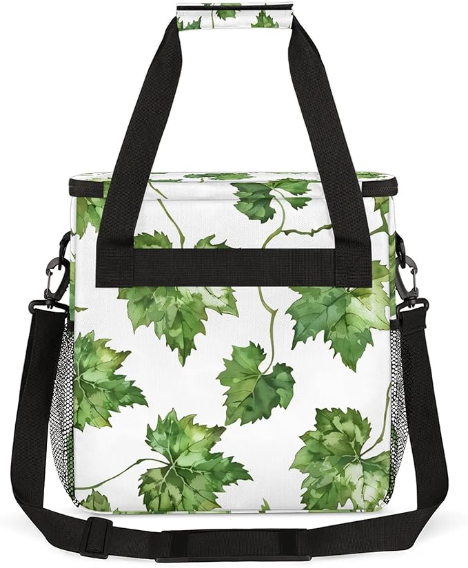 Grape Watercoor Plant Leaves Coffee Maker Carring Bag Large Insulated Storage Organizer Case Tote Bags with Shoulder Strap for Travel Work Picnic