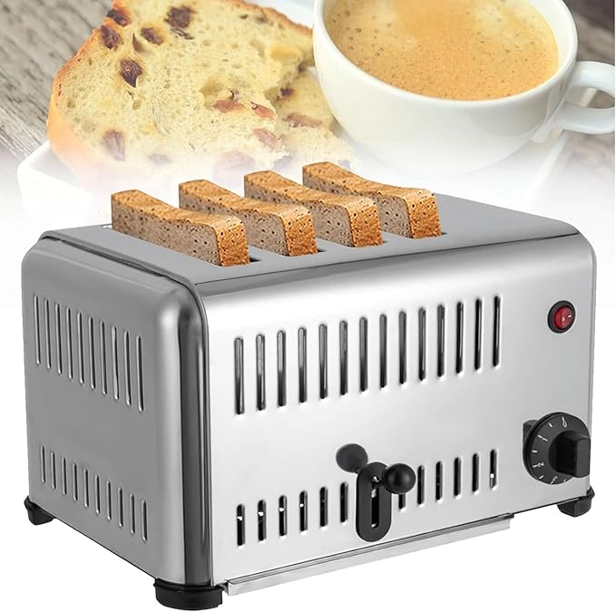 4 Slice Bread Toaster 2240W 110V 220V Stainless Steel Pop-Up Bread Baking Machine Adjustable Quantity Toaster with Timing Function Suitable for Home Restaurant Bakery