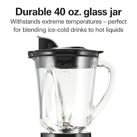 Hamilton Beach Blender and Food Processor Combo for Shakes &amp Smoothies With 3 Cup Electric Food Chopper Attachment 40 oz Glass Jar Blender Travel Cup 700 Watts Peak Power Gray &amp Black (58