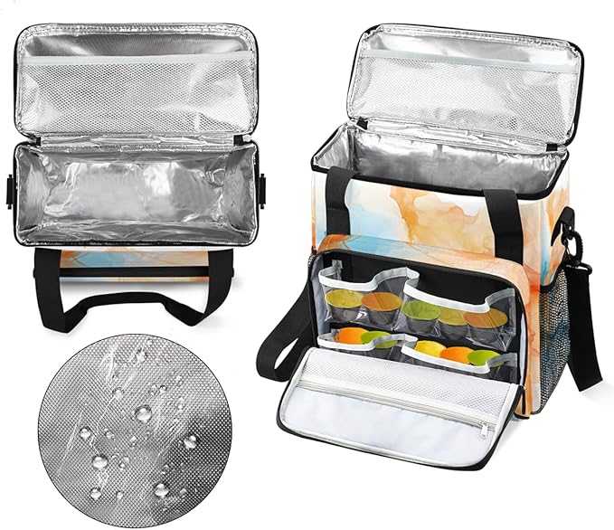Tie Dyeing Coffee Maker Carrying Bag Orange Blue Travel Storage Bag Compatible with K-Mini or K-Mini Plus Single Serve Coffee Brewer Carrying Case with Multiple Pockets &amp Shoulder Strap