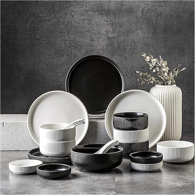 22 Pcs Ceramic Dinnerware Set Include Plates/Salad Plates/Bowls Set Modern Dinnerware Set-Service for 5