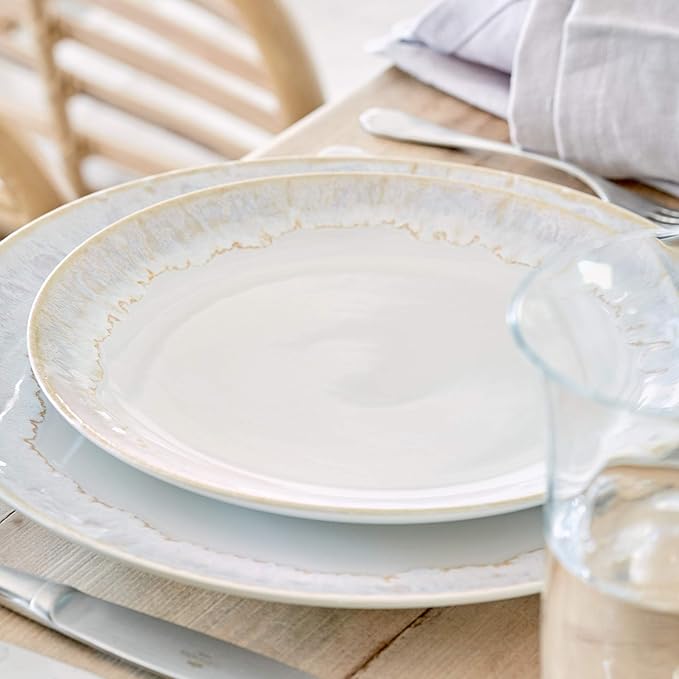 Casafina Ceramic Stoneware 5-Piece Place Setting Service for 1 - Taormina Collection White | Microwave &amp Dishwasher Safe Dinnerware Set | Food Safe Glazing | Restaurant Quality Tableware