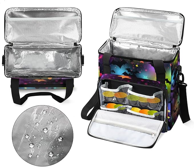 Halloween Bat Coffee Maker Carrying Bag Dreamy Bat Travel Storage Bag Compatible with K-Mini or K-Mini Plus Single Serve Coffee Brewer Carrying Case with Multiple Pockets &amp Shoulder Strap