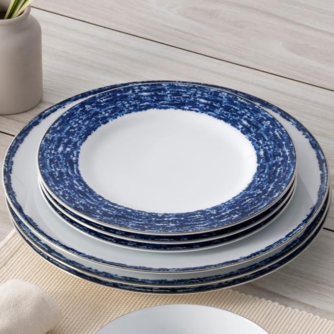 Noritake Blue Rill 12-Piece Dinnerware Set Service for 4