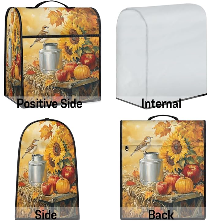 cfpolar Kitchen Aid Mixer Cover Compatible with 6-8 Quarts Sunflower Bird Autumn Stand Mixer Cover Kitchen Aid Mixers Accessories Appliance Organizer Bag Dust Covers with Zipper Pocket
