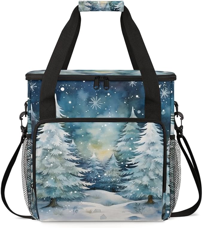 Retro Christmas Tree Coffee Maker Carrying Bag Portable Travel Storage Tote Bag Compatible with K-Mini or K-Mini Plus Single Serve Coffee Brewer Carrying Case with Multiple Pockets &amp Shoulder St