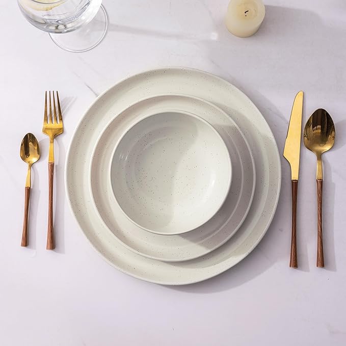 AmorArc Ceramic Dinnerware Sets for 4 18Pieces Handpainted Plates and Bowls Set with Rustic Terracotta Underside Scratch Resistant Stoneware Dishes Set Dishwasher &amp Microwave Safe