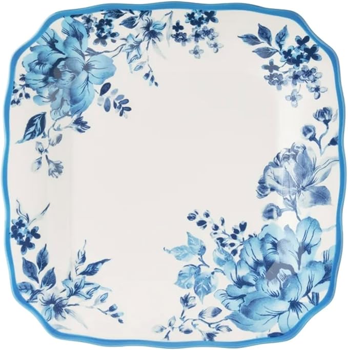 Delilah 12-Piece Blue Floral Stoneware Dinnerware Set