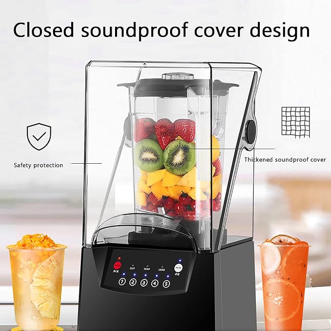 Blender Smoothie Machine Noise Reduction 2200W 2L Blender and Smoothie Maker Food Mixer 2.5MM Blade Ice Crusher with Cover Silent Broken Wall Cooking Machine