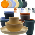 Wheat Straw Dinnerware Set 36pcs Dishes Plates and Bowls Sets Service for 6 Reusable Dinnerware Set Kitchen Cups Plates and Bowls Sets