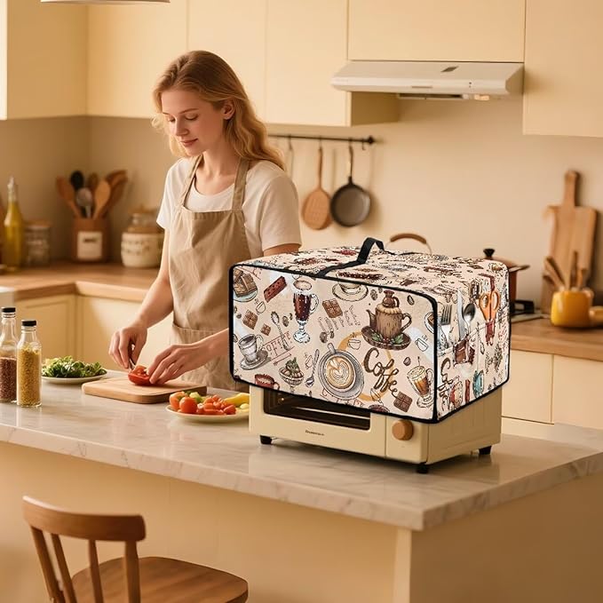 Doojoayie Coffee Appliance Dust Cover 4 Slice Toaster Cover Small Appliance Dust Protector for Toaster Oven/Bread Making Machine/Air Fryer