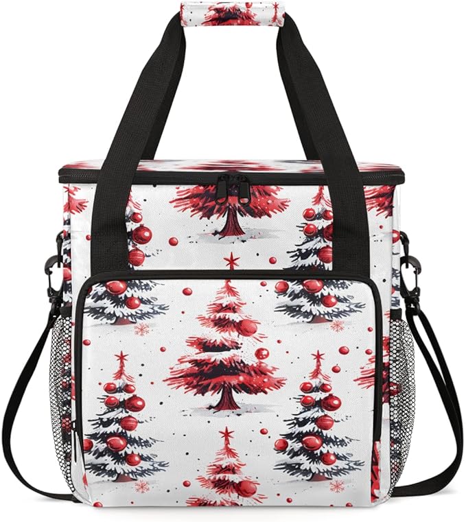 Glitter Tree Xmas Coffee Maker Carrying Bag Portable Travel Storage Tote Bag Compatible with K-Mini or K-Mini Plus Single Serve Coffee Brewer Carrying Case with Multiple Pockets &amp Shoulder Strap