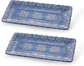 Sungmor Embossed Stoneware Fine Dining Dinnerware Antique Baroque Style 14 Long Rectangular Porcelain Serving Platter Set of 2 Sophisticated Ceramic Dish for Party Cookies Fruit Cheeses &amp Des