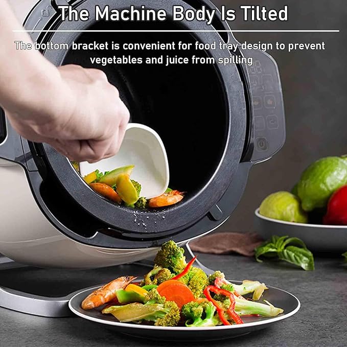 Automatic Cooking Machine 6L Auto Cooking Wok Fried Rice Machine - Smart Start Three Speed AdjustableRotation - Ideals for Stir Frying
