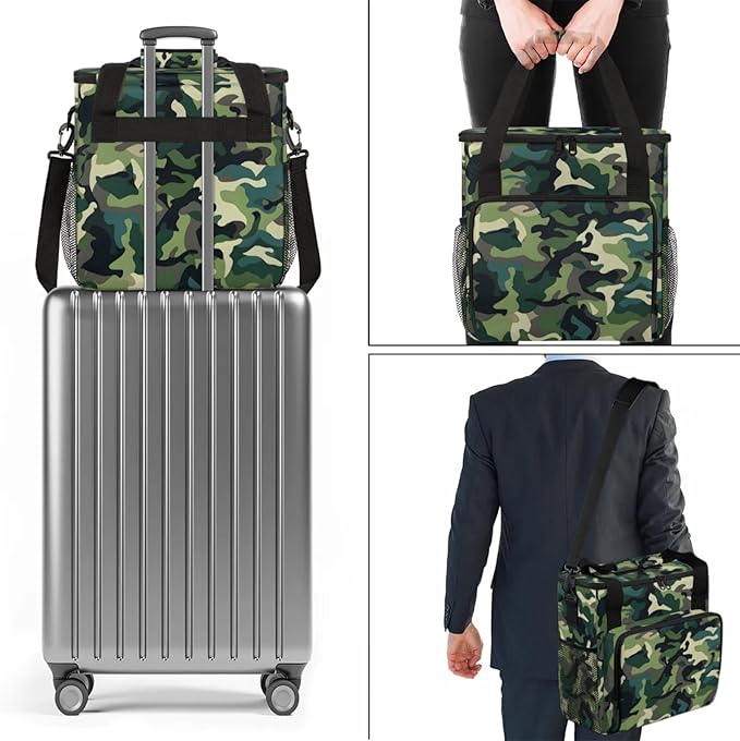 Camouflage Color Coffee Maker Travel Bag for Keurig K-Mini/K-Mini Plus Insulated Waterproof Tote with Pockets for K-Cup Portable Single-Serve Brewer Case