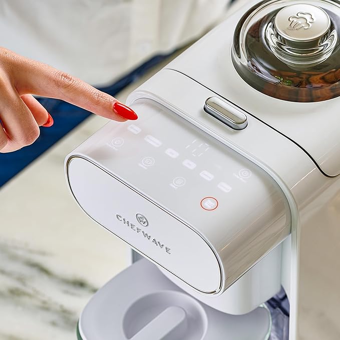 ChefWave Milkmade Soy Milk Maker (Silver/White) 6-in-1 Vegan Plant-Based Milk Machine with Auto Clean and Delay Start Almond Oat Soy Cashew Coconut Macadamia Milk Maker with Nut Platter