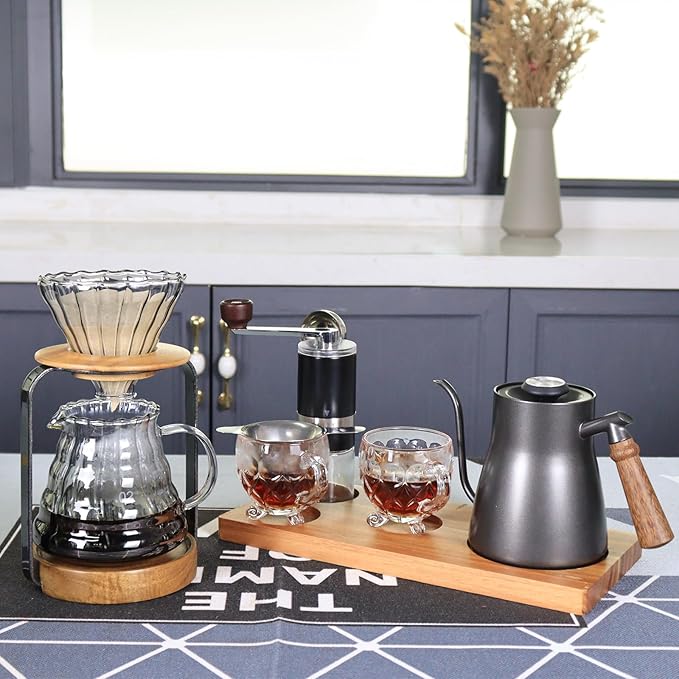SOTECH Pour Over Coffee Maker Set Bundle with Black Dripper Stand Server