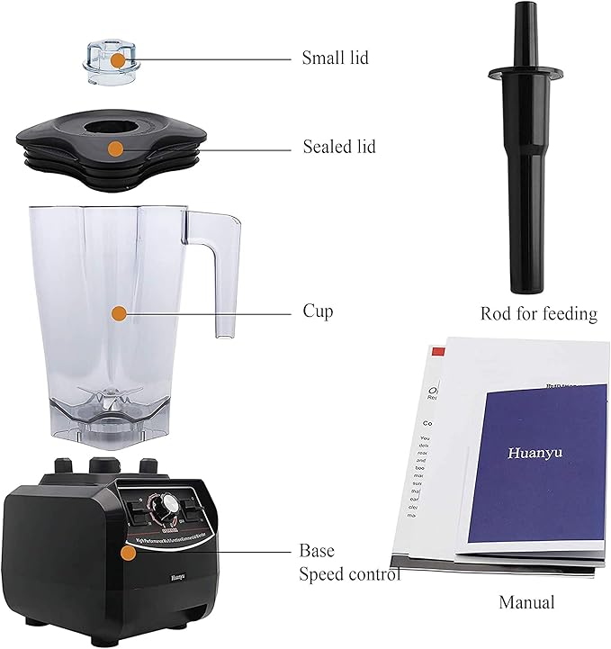 Huanyu Professional Countertop Blender 100 oz Variable Speed &amp Pulse Feature for Fruit Smoothie Ice Soy Milk Hot Soups Frozen Desserts Crush Mix Home Commercial 2200W G5500 (110V US Plug White)
