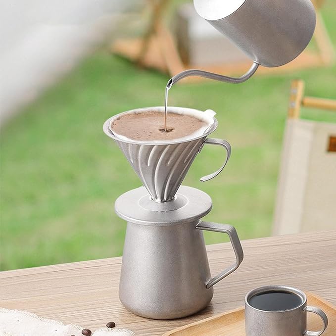 Professional Hand Drip Coffee Maker - 600ml Coffee Dripper &amp Server Perfect Brewing(Retro Color)
