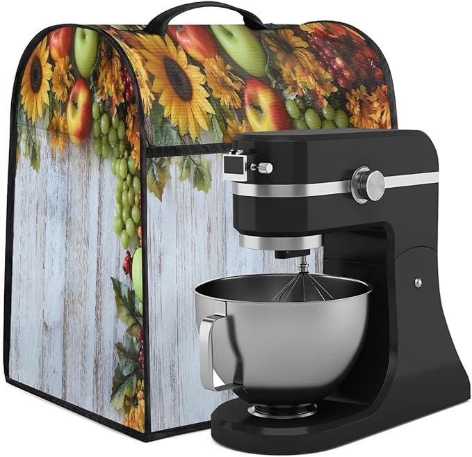 cfpolar Kitchen Aid Mixer Cover Compatible with 6-8 Quarts Sunflower Grapes Apples Stand Mixer Cover Kitchen Aid Mixers Accessories Appliance Organizer Bag Dust Covers with Zipper Pocket