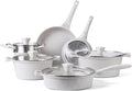 Country Kitchen Non-Stick Cast Aluminum Cookware Set - Durable Kitchen Cookware for Everyday Cooking Cream Rhombus 11 Pc.
