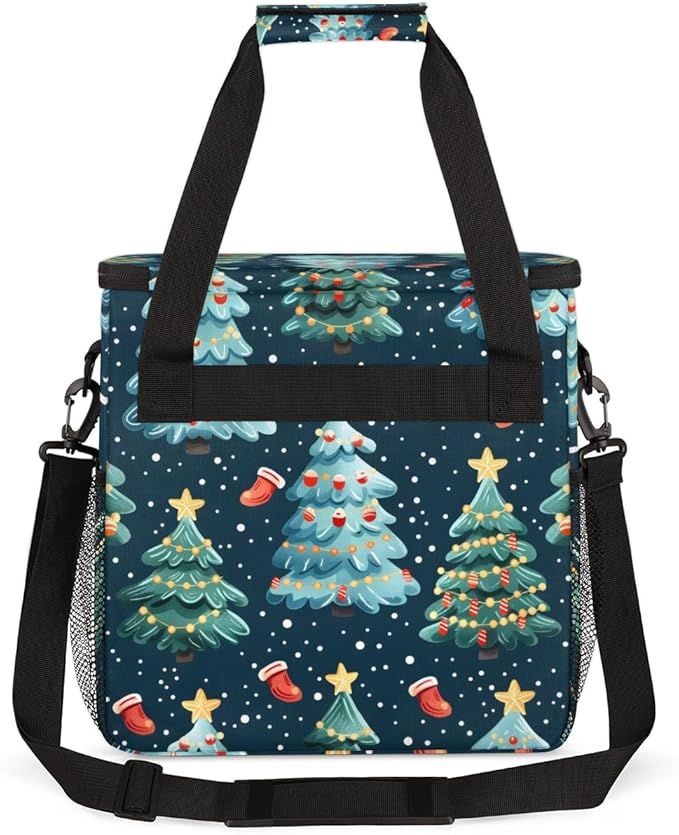 Christmas Festivals Coffee Maker Carrying Bag Xmas Tree Travel Storage Bag Compatible with K-Mini or K-Mini Plus Single Serve Coffee Brewer Carrying Case with Multiple Pockets &amp Shoulder Strap