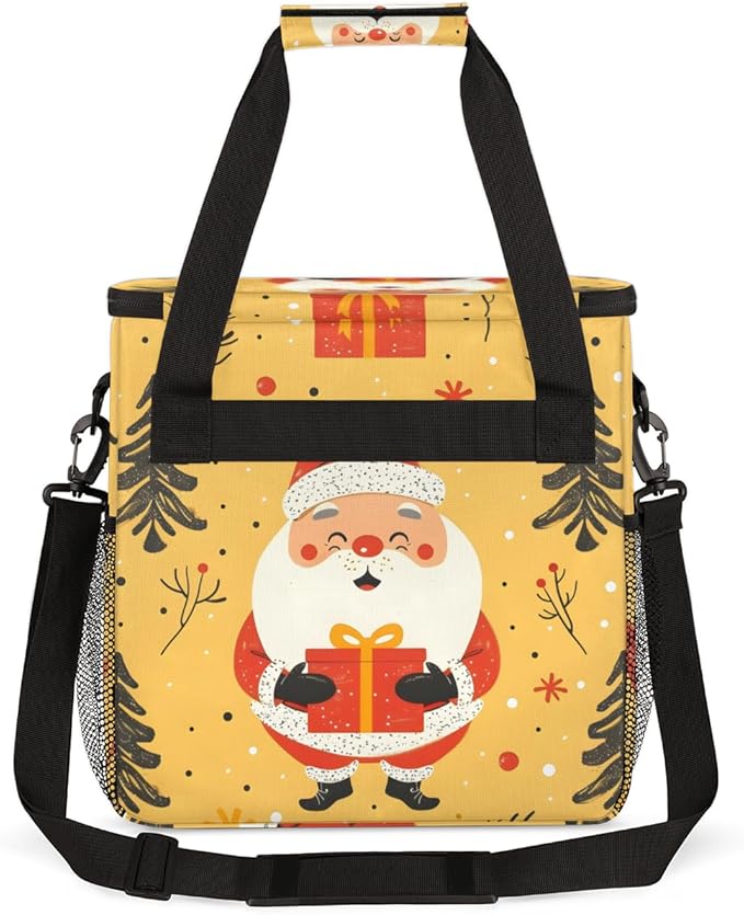 Abstract Santa Claus Coffee Maker Carrying Bag Modern Santa Claus Travel Storage Bag Compatible with K-Mini or K-Mini Plus Single Serve Coffee Brewer Carrying Case with Pockets &amp Shoulder Strap