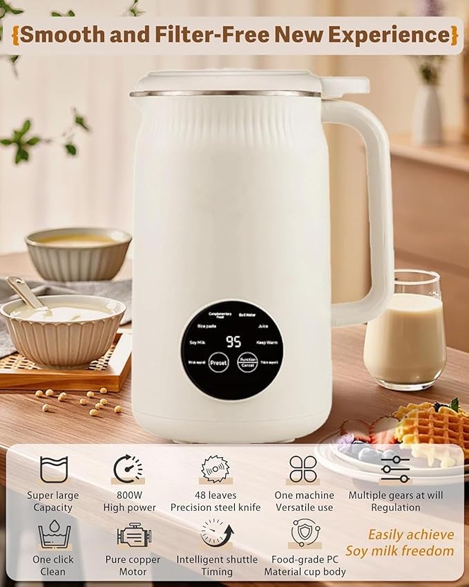 8 in 1 multifunctional nut milk machinethe perfect pour drink makerUpgraded Nutmilk Maker BlenderAutomatic Soybean Juice Machines with Timer Self-Cleaning and Keep-Warm (Green)