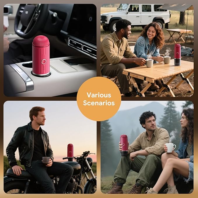 Portable Electric Espresso Machine Travel Coffee Maker for Camping Car Self-Heating Coffee Machine with USB-C Compatible With NS Capsules &amp Ground Coffee Portable Coffee Maker for HikingRVOf