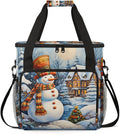 Xmas Snowman Coffee Maker Carrying Bag Bright Snowman Travel Storage Bag Compatible with K-Mini or K-Mini Plus Single Serve Coffee Brewer Carrying Case with Multiple Pockets &amp Shoulder Strap