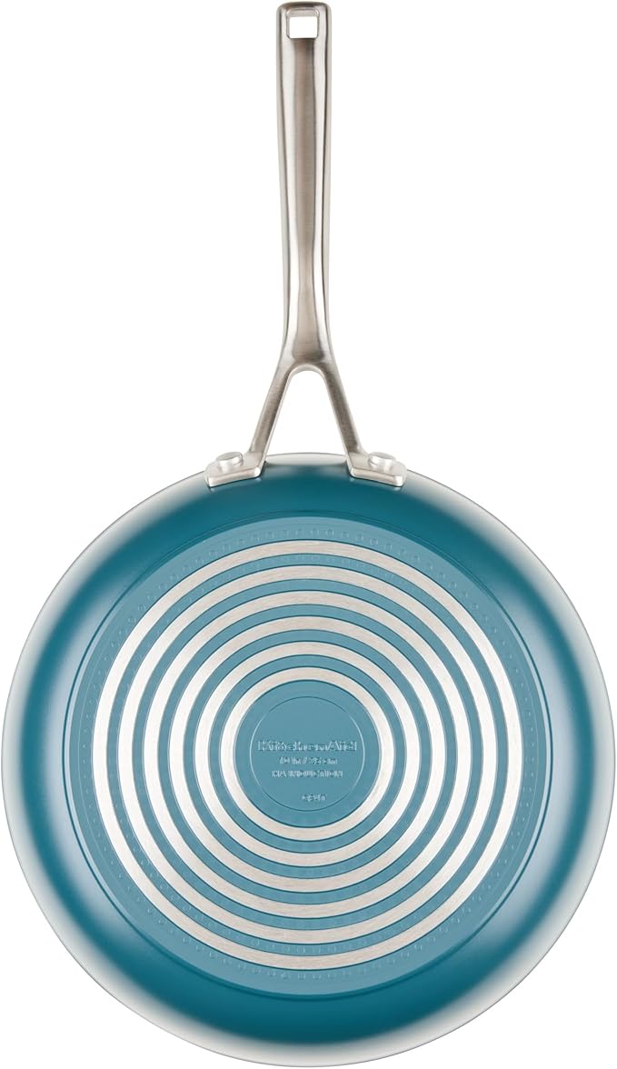 KitchenAid Hard Anodized Ceramic Induction Nonstick Pots and Pans Set with Saucepans Frying Pans Stockpot and Lids Dishwasher Safe 9 Piece Cookware Set with Stainless Steel Handles - Agave Blue