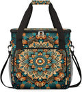 Ethnic Mandala Floral Flowers Coffee Maker Carrying Bag Coffee Machine Travel Storage Bag Compatible with K-Mini or K-Mini Plus Portable Single Serve Coffee Brewer Case with Pockets for K-Cup Pods