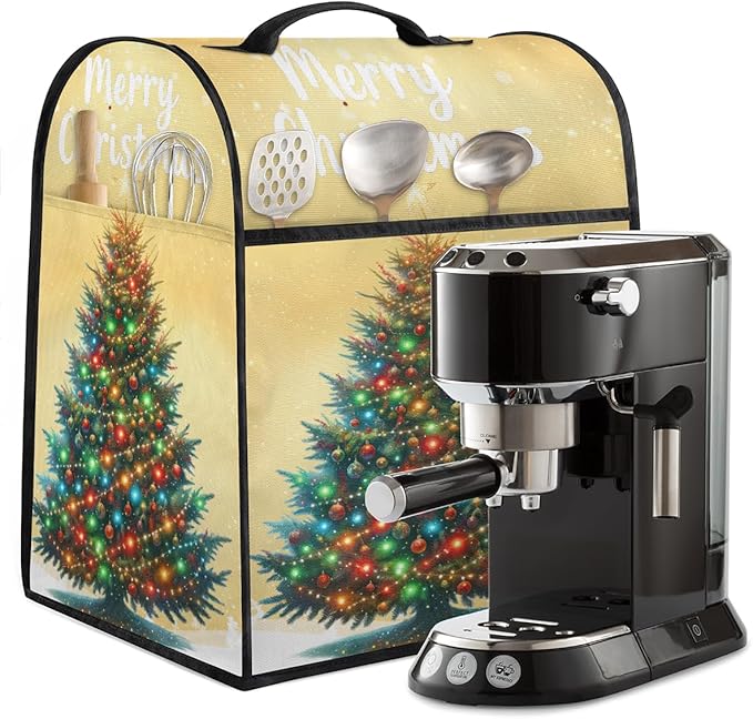 Kitchen Aid Mixer Cover Christmas Colorful Tree Stand Mixer Cover Compatible with 6-8 Quarts Stand Mixers Dust Covers with Zipper Pocket Foldable Washable Kitchen Aid Organizer Bag