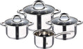 Alexander - 7 Piece Kitchen Battery with 3 Ducks of 18 20 and 24 cm with a Lid + 1 of 16 cm - Made of Stainless Steel - Bucket Set - 5-Layer Capsuled Background