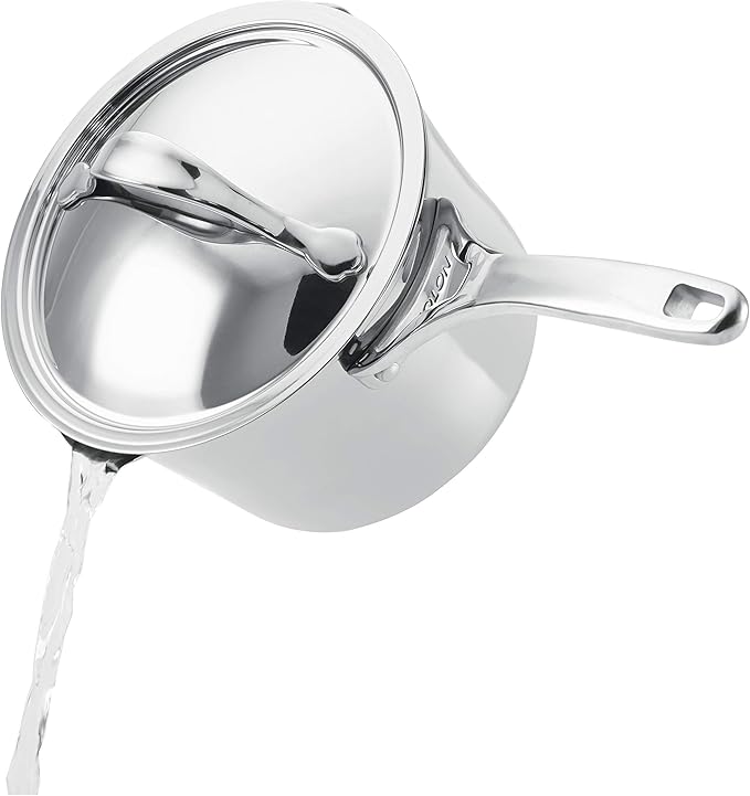 Anolon 77448 Nouvelle Stainless Steel Sauce Pan/Saucepan with Straining and Lid 3.5 Quart Silver