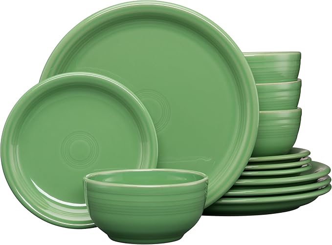 Fiesta® 12-Piece Bistro Coupe Dinnerware Set (Service for 4) – Durable Ceramic Lead-Safe Dishwasher/Microwave/Oven Safe – Made in USA Dinnerware - Meadow