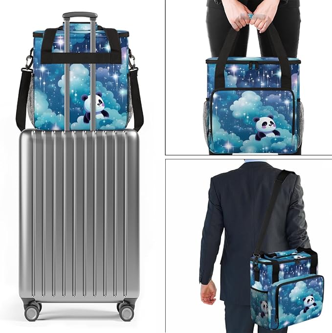 Panda on Cloud Coffee Maker Carrying Bag Star Portable Travel Storage Tote Bag Compatible with K-Mini or K-Mini Plus Single Serve Coffee Brewer Carrying Case with Multiple Pockets &amp Shoulder Str