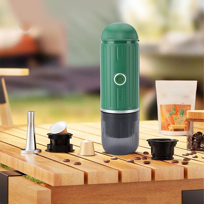 Portable Coffee Maker 19 Bar Pressure High Extraction Mini Coffee Machine Travel Office Home (Green)