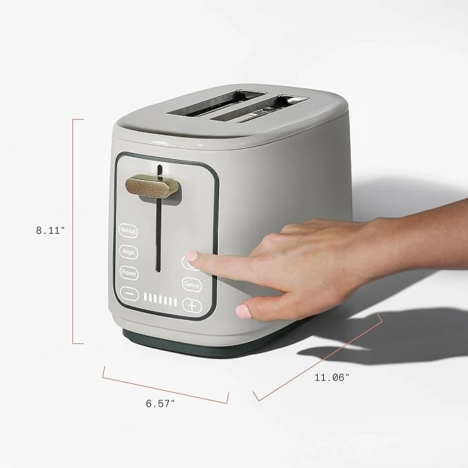2 Slot Toaster with Touch Display Adjustable Browning Wide Slots White