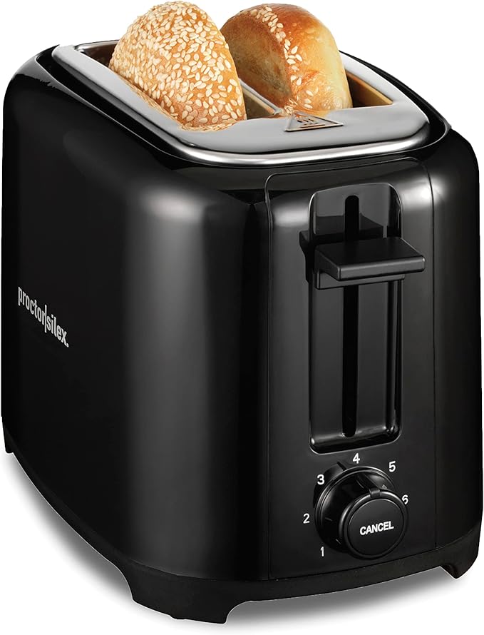 Proctor Silex 2-Slice Toaster with Extra Wide Slots for Bagels Cool-Touch Walls Shade Selector Toast Boost Auto Shut-off and Cancel Button Black (22305)