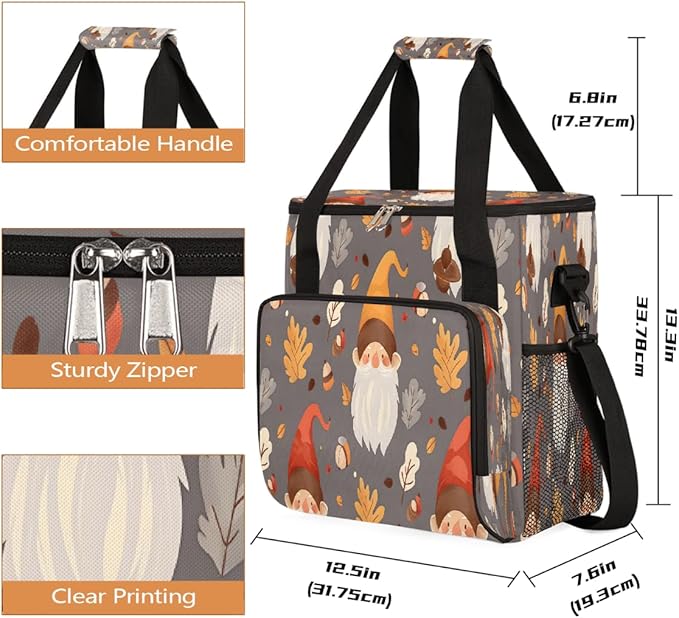 Christmas (611) Coffee Maker Carring Bag Travel Carrying Storage Tote Bag Compatible with Keurig K-Mini or K-Mini Plus Portable Single Serve Coffee Brewer Case with Pockets for K-cup Pods