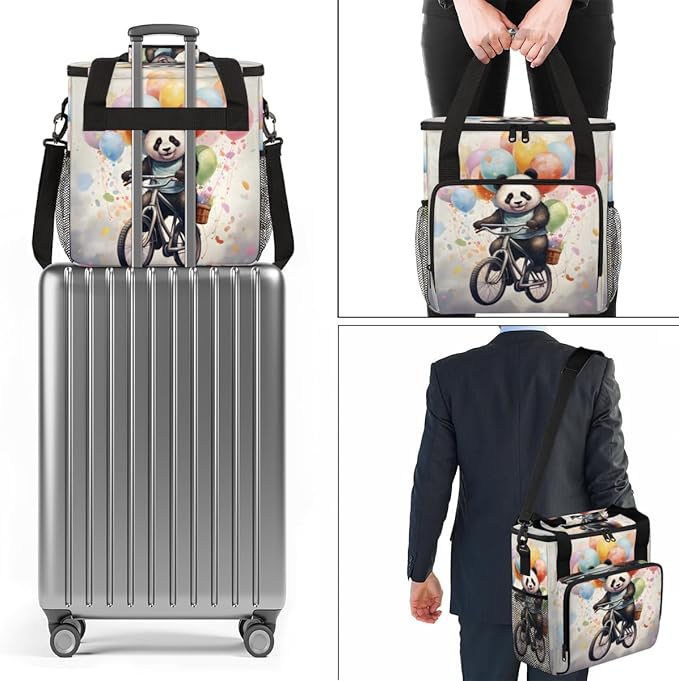 Panda Coffee Maker Carrying Bag Balloon Bicycle Portable Travel Storage Tote Bag Compatible with K-Mini or K-Mini Plus Single Serve Coffee Brewer Carrying Case with Multiple Pockets &amp Shoulder S