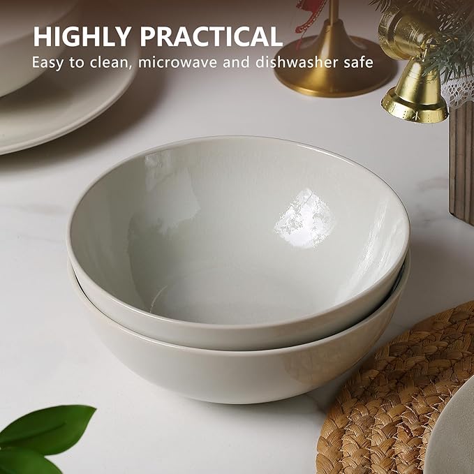 Ceramic Dinnerware Sets-12 Pieces Set Plates Pasta Bowls Soup Bowls Modern Stoneware Dishes Reaction Glaze Black (Sky white)