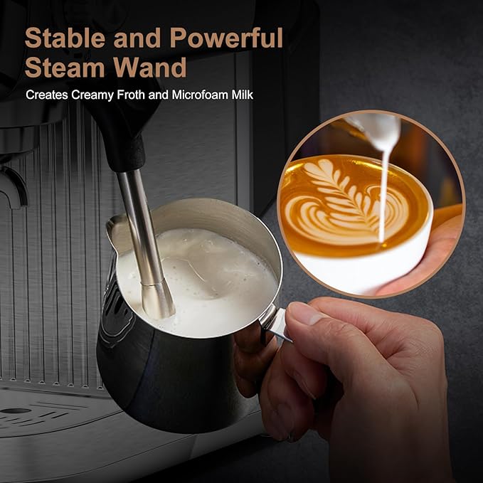 High-Pressure Coffee Maker Stainless Steel High-Pressure Espresso Machine 0.8L Water Tank Steam Control Frothy Drinks Ideal for Home Baristas Perfect for Specialty Coffee