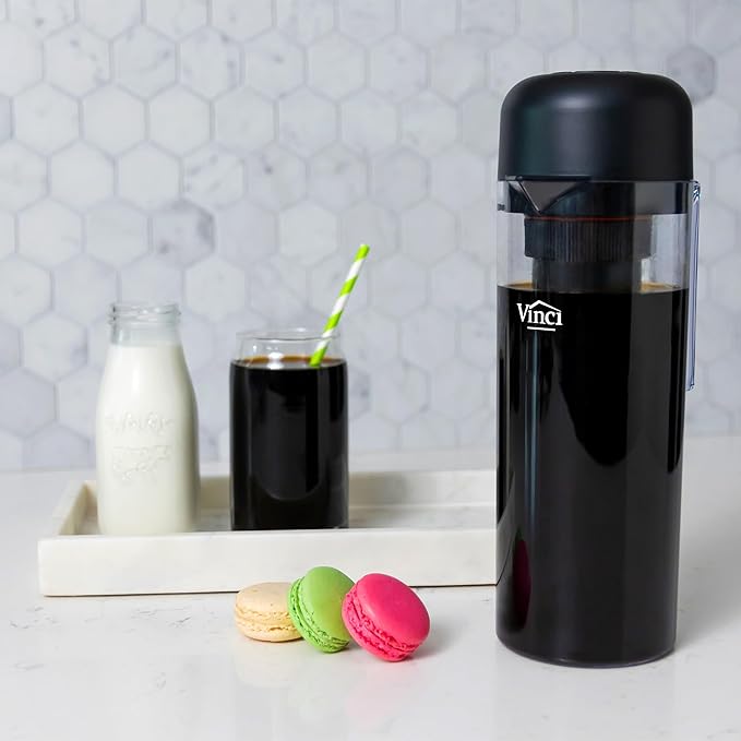 VINCI Express 2 Electric Cold Brew Coffee Maker: 37 oz. Fast Customizable Low-Acid Brews with Patented Circle Flow Technology 3 Brew Settings Self-Cleaning Function (Plastic Carafe)