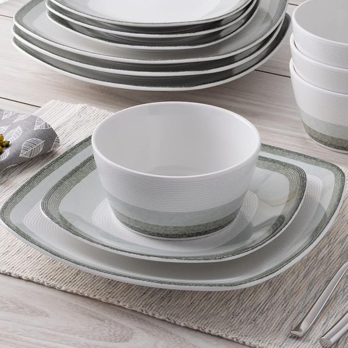 Noritake Colorscapes Layers Sage 12-Piece Square Dinnerware Set Service for 4