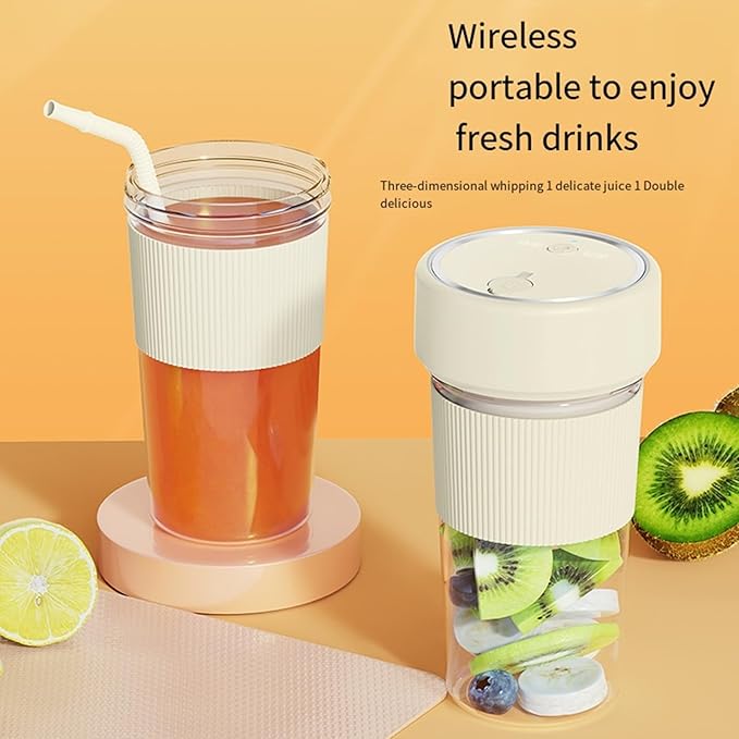Small Portable Blender With Straw Electric Juicer Fruit Mixers Rechargeable Blender Small Juicer For Indoor Outdoor Portable Electric Juicer Green