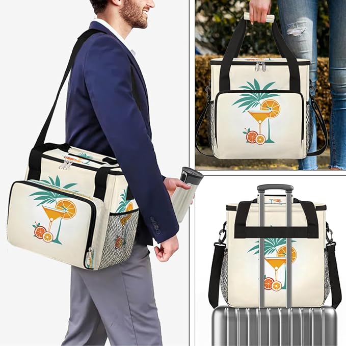 Orange Juice Pattern Coffee Maker Carring Bag Travel Carrying Storage Tote Bag Compatible with Keurig K-Mini or K-Mini Plus Portable Single Serve Coffee Brewer Case with Pockets for K-cup Pods