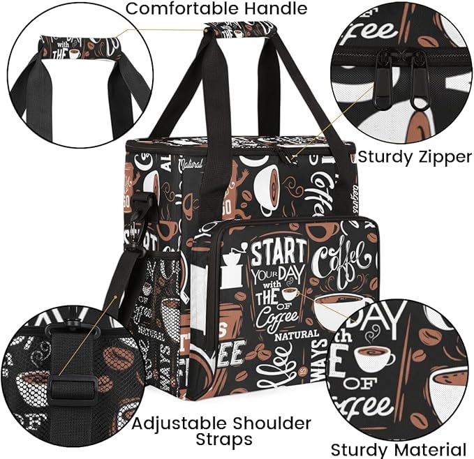 Coffee Maker Travel Bag Compatible with Keurig K-Mini K-Mini Plus or Other Accessories Portable Coffee Maker Case with Shoulder Strap for Travel(Bag Only)