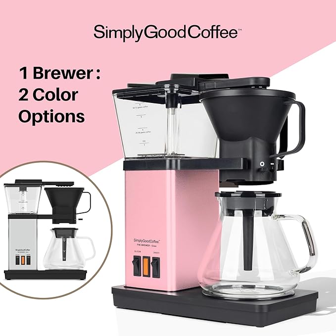 SimplyGoodCoffee Coffee Maker/Coffee Machine. 8 Cup Automatic Drip Pour Over Coffee Brewer With Vinyl Wrap Custom Kit. Easy To Use Gold Cup Standard. Romance Powder Pink
